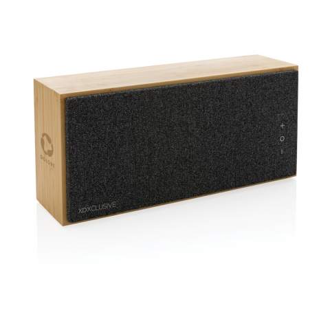 Luxury and powerful 20W speaker with clear sound and strong bass. The outer casing is made from FSC 100% certified bamboo. The plastic components are made with RCS (Recycled Claim Standard) certified recycled ABS. Total recycled content: 17 % based on total item weight. RCS certification ensures a completely certified supply chain of the recycled materials. The speaker comes with BT 5.1 for easy and smooth operation up to 10 metres and low power consumption. The 1200 mah battery allows a playtime up to 6 hours and can be fully re-charged in 3 hours. With pick up function and mic to answer (video) calls. Packed in FSC mix kraft box. Including RCS certified recycled TPE charging cable.<br /><br />HasBluetooth: True<br />NumberOfSpeakers: 1<br />SpeakerOutputW: 20.00<br />PVC free: true