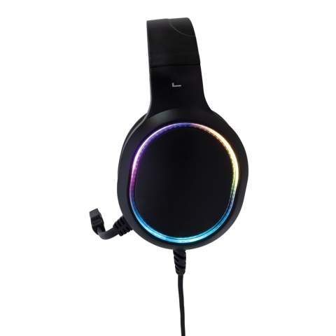 Become a gaming hero with this high quality RGB gaming headset.  The headphone is adjustable and due to the over ear design, super comfortable to wear for hours non-stop. With integrated RGB lights. Also incorporating low latency mode to have no delay from the screen. The high quality MIC enables perfect and clear communication and can be used for conference calls.  With 220 cm wear-proof woven cable for extra long lasting usage. The headset is plug and play so no need to install a driver. Item and cable are PVC free.<br /><br />PVC free: true