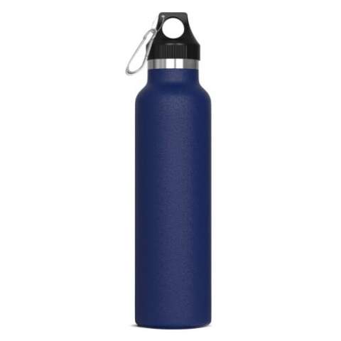 Double walled vacuum insulated drinking bottle. This 100% leak-proof bottle keeps drinks at the same tempreture for longer thanks to the vacuum in between the walls. Drinks will stay warm for up to 12 hours and/or cold up to 24 hours. Powder coating for a premium look. Comes packaged in a gift box.