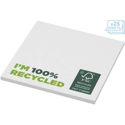 Sticky-Mate® recycled sticky notes with self-adhesive 80 g/m2 paper in a choice of colours. Full colour print available on each sheet. Available in 3 sizes (25/50/100 sheets).