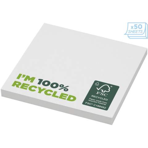 Sticky-Mate® recycled sticky notes with self-adhesive 80 g/m2 paper in a choice of colours. Full colour print available on each sheet. Available in 3 sizes (25/50/100 sheets).