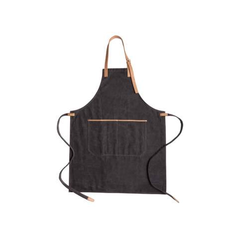 Be a top chef in this beautiful apron made in a heavy quality 16oz. canvas with PU accent details.  With a one-size design, it has adjustable straps at the neck and on the sides. A large pocket comes in handy for storing notes and utensils. Supplied in a Kraft gift box. Machine wash at 30 degrees celsius with similar colours.