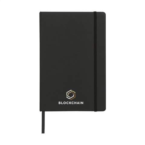 Notebook in A5 format with approx. 96 sheets/192 pages pages of cream coloured, lined paper (80 g/m²). With a perfect binding, hard cover, pocket, elastic fastener and silk ribbon.