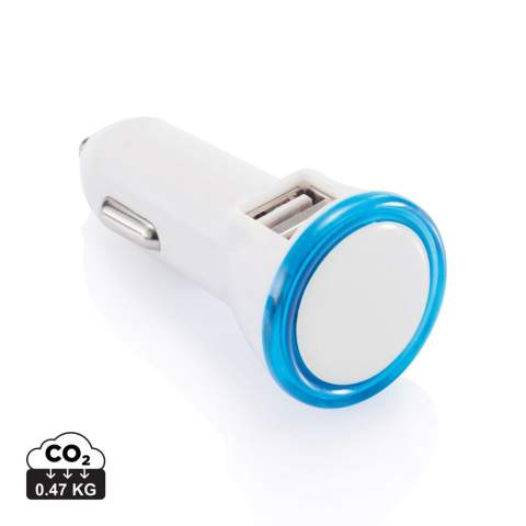 Portable connector with double USB port and integrated LED light on top. Output: 5V/2.1A<br /><br />Lightsource: LED<br />LightsourceQty: 1