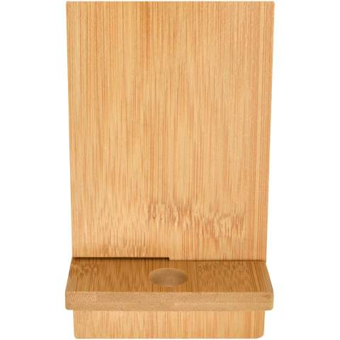 The Ceibo detachable phone stand is crafted from responsibly sourced bamboo. The stand features a convenient recess for a cable connector, ensuring easy charging while keeping the device securely in place.