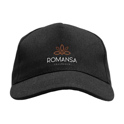 WoW! Comfortable cap made from extra heavy quality material: 60% recycled cotton and 40% recycled polyester. With a preformed peak and adjustable metal clip closure at the back, this 5-panel cap has a curved visor and embroidered eyelets for ventilation.