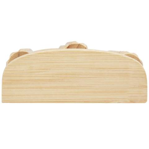 Foot massage roller made of bamboo featuring 3 rows of massage rods. Simply place the massager on the floor and then move your feet over for a nice relaxing feeling. The bamboo used is sourced and produced following sustainable standards.