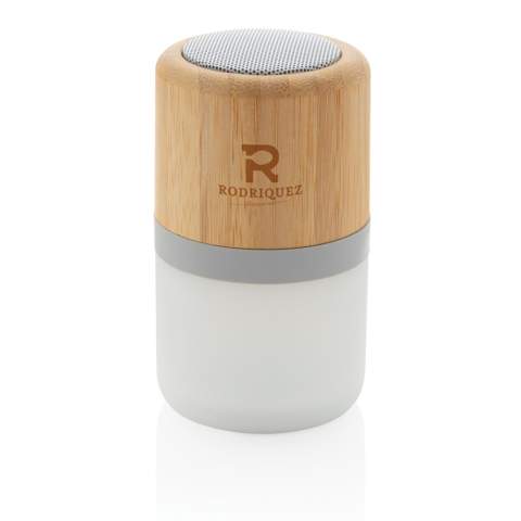 Haut-parleur 3W en bambou naturel. L’enceinte possède une lumière d'ambiance intégrée qui peut s'allumer selon 4 modes différents.  Batterie de 400 mAh pour un temps d'écoute de 3 heures selon l'utilisation et peut être rechargée en 2 heures. BT 5.0 pour une connexion optimale jusqu'à 10 mètres. Câble USB-C TPE sans PVC inclus.<br /><br />HasBluetooth: True<br />NumberOfSpeakers: 1<br />SpeakerOutputW: 3.00