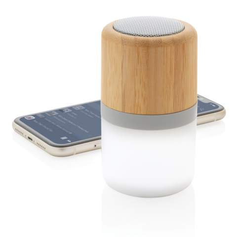 Haut-parleur 3W en bambou naturel. L’enceinte possède une lumière d'ambiance intégrée qui peut s'allumer selon 4 modes différents.  Batterie de 400 mAh pour un temps d'écoute de 3 heures selon l'utilisation et peut être rechargée en 2 heures. BT 5.0 pour une connexion optimale jusqu'à 10 mètres. Câble USB-C TPE sans PVC inclus.<br /><br />HasBluetooth: True<br />NumberOfSpeakers: 1<br />SpeakerOutputW: 3.00