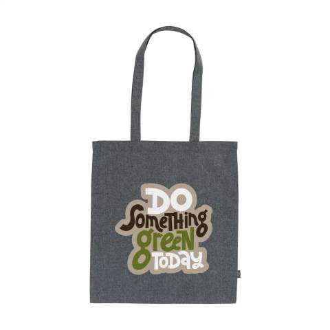 WoW! Shopping bag made from blended, 100% recycled cotton (180 g/m²). With long handles. GRS-certified. If you choose this product, you choose sustainable cotton. This cotton is recycled. As a result, the colour may vary per product.