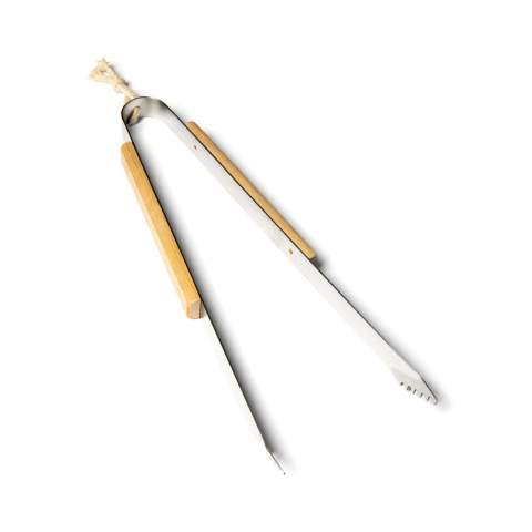 Solid tongs in stainless steel. Perfect for the grill and the kitchen. Ash wood handle.