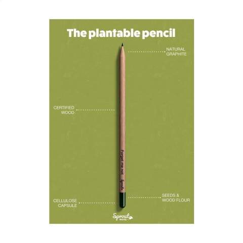 Crayon Sproutworld avec un message inspirant pour la nature. Ce crayon non taillé est en bois. À son extrémité se trouve une capsule (en cellulose) qui contient des graines. Une fois que le crayon est devenu trop petit pour écrire avec, plantez-le avec la capsule dans un peu de terre. Après 2-3 semaines, les graines commencent à germer et se transforment en jolies fleur, en herbes aromatiques ou en des légumes parfumés. Choisissez parmi différents types. Le nom de la plante choisie sera gravé sur le crayon. Le crayon ne contient pas de plomb et est donc totalement sûr. Fabriqué en Europe. Article complémentaire W387 : Carte en carton coloré dans laquelle le crayon peut être inséré. La carte contient des informations en anglais sur le produit. Cette carte confère au produit une valeur d'attention exclusive.