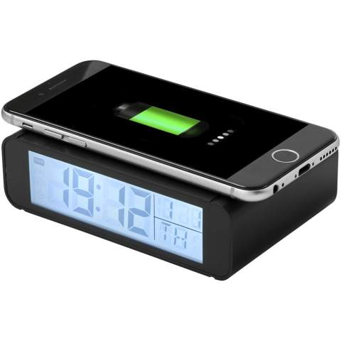 L'horloge de charge sans fil Seconds avec fonction d'alarme peut être utilisée sur n'importe quel bureau ou table de nuit. Sachez toujours l'heure qu'il est tout en utilisant le dessus pour recharger votre smartphone compatible avec la charge sans fil. L'horloge peut également afficher la température en degrés Celsius ou Fahrenheit. Compatible avec la charge sans fil jusqu'à 1 A. Charge sans fil fonctionnant uniquement avec les smartphones compatibles. Pour les appareils non-compatibles avec la charge sans fil, il faudra un récepteur de charge sans fil ou une coque de charge sans fil. Comprend un câble de charge Micro USB.