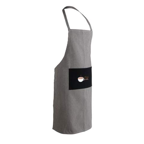 The Ukiyo Aware™ 280gr rcotton deluxe apron is carefully designed to meet the needs of a modern, everyday kitchen without sacrificing beauty or fun. The one-size apron is designed to fit all body types and sizes.  The adjustable straps gives you the right fit. The front pocket holds your necessary items. The apron is made with recycled cotton with AWARE™ tracer that validates the genuine use of recycled materials. 2% of proceeds of each product sold containing AWARE™ will be donated to Water.org.