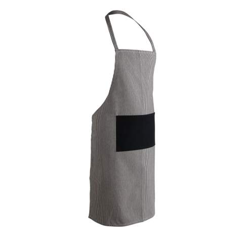 The Ukiyo Aware™ 280gr rcotton deluxe apron is carefully designed to meet the needs of a modern, everyday kitchen without sacrificing beauty or fun. The one-size apron is designed to fit all body types and sizes.  The adjustable straps gives you the right fit. The front pocket holds your necessary items. The apron is made with recycled cotton with AWARE™ tracer that validates the genuine use of recycled materials. 2% of proceeds of each product sold containing AWARE™ will be donated to Water.org.