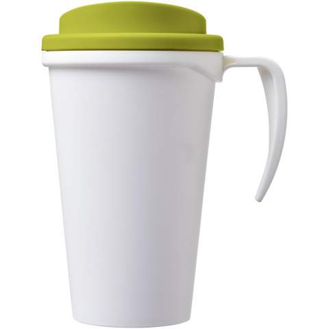 Double-wall insulated mug with twist-on lid and integrated handle. Mug is fully recyclable. Mix and match colours to create your perfect mug. Made in the UK. Presented in a white gift box. BPA-free. EN12875-1 compliant, dishwasher safe, and microwave safe. Packed in a recycled PE plastic bag.