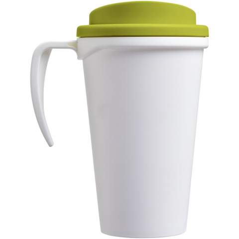 Double-wall insulated mug with twist-on lid and integrated handle. Mug is fully recyclable. Mix and match colours to create your perfect mug. Made in the UK. Presented in a white gift box. BPA-free. EN12875-1 compliant, dishwasher safe, and microwave safe. Packed in a recycled PE plastic bag.