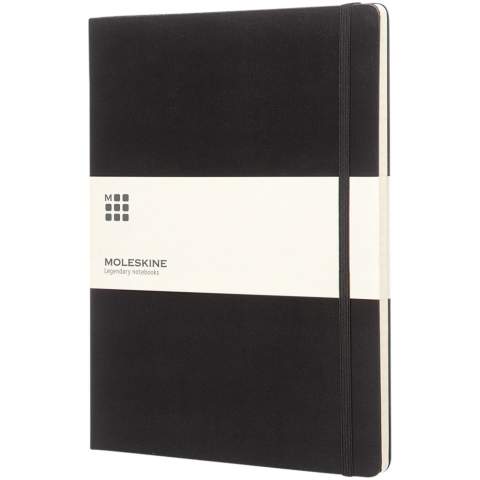 Our extra large Moleskine Classic notebook has the iconic round corners and hard cover. Features an elasticated closure and ribbon book marker. Expandable pocket to the inside back cover. Contains 192 pages of ruled ivory-coloured paper.