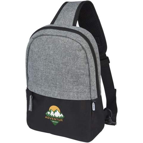 Made from 100% recycled materials on the exterior, the two-tone GRS recycled sling features 1 zippered front pocket, plus a zippered main compartment containing a 12" tablet sleeve. It also has a zippered inner pocket for safe keeping, and with its fully adjustable and padded shoulder strap it's comfortable to carry around.