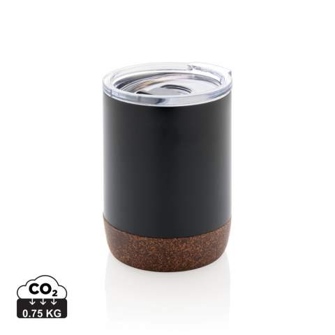 Stay hydrated with this vacuum insulated cork coffee mug with unique cork detail. Keep your drinks warm for up to 5h and cold for up to 15h. Fits most coffee machines. RCS (Recycled Claim Standard) is a standard to verify the recycled content of a product throughout the whole supply chain. Total recycled content: 62% based on total item weight. BPA free. Capacity 180ml. Including FSC®-certified kraft packaging.<br /><br />HoursHot: 5<br />HoursCold: 15