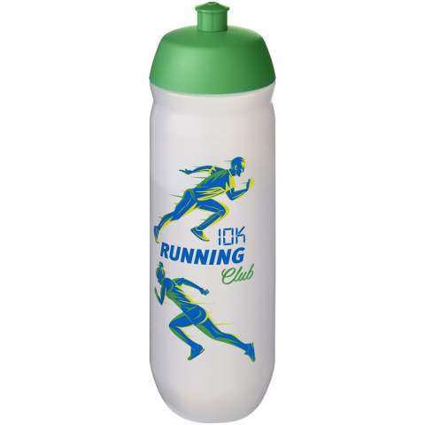 Bouteille de sport à paroi unique avec bouchon à visser à rabat. Fabriquée en plastique MDPE flexible, cette bouteille compressible est parfaite pour les environnements sportifs. Capacité de 750 ml. Fabriquée au Royaume-Uni. Sans BPA. Conforme à la norme EN12875-1. Lavable au lave-vaisselle.