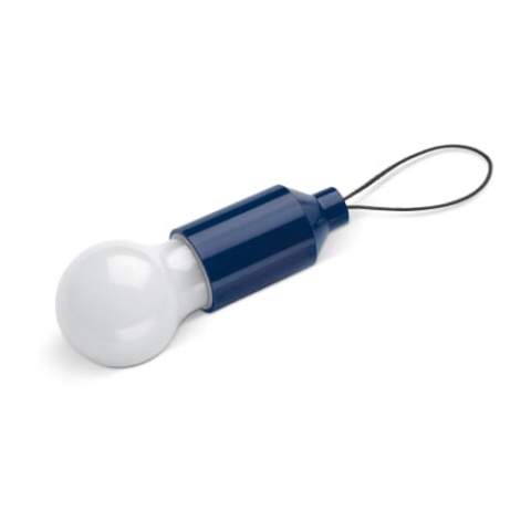 The keychain light in the shape of a lightbulb can easily be attached to a keychain or bag. Simply pull the lightbulb to switch it on. The light has one LED that provides ten lumens and is made of ABS.