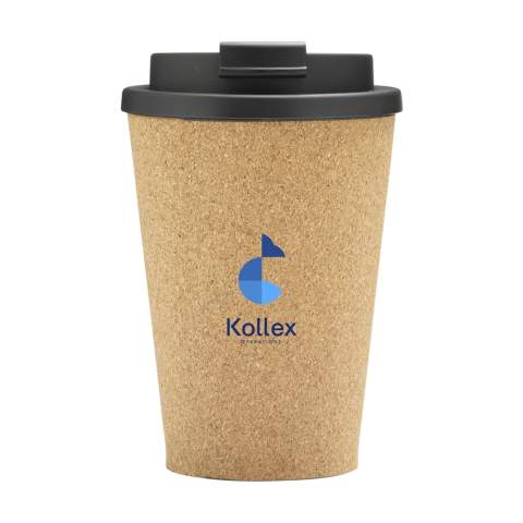 WoW! Natural and reusable coffee-to-go cup. The outside of the cup is made from cork, which is both biodegradable and renewable. The inside of the cup is made from a compostable material called polylactide (PLA). The two are fused together using a patented technique (which does not involve the use of glue) to create a double wall that is not only durable, but also keeps your drink warm for hours. Capacity 350 ml.  About PLA  Polylactide, or Polylactic Acid (PLA) is a thermoplastic aliphatic polyester derived from renewable resources. What does this mean? It means that PLA is a biodegradable material made from corn starch produced by plants - natural and renewable. Lactic acid is produced by the fermentation of that corn starch, creating the fibres used to make PLA. Each item is supplied in an individual brown cardboard box.