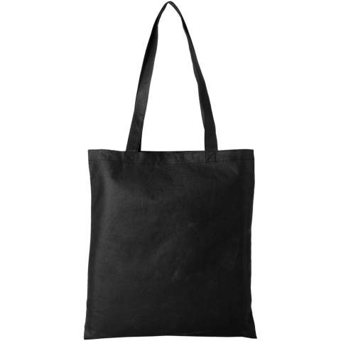 Sie brauchen eine gute Tasche für eine Messe oder Konferenz? Die große Non Woven Tasche Zeus ist die perfekte Wahl. Ihr schlankes Design macht sie zu einem eleganten Modell, das sich für den Transport von leichten Gegenständen wie einem Notebook und einem Stift eignet. Die Henkel sind 29 cm lang und können daher leicht über der Schulter getragen werden. Belastbar bis zu 5 kg.