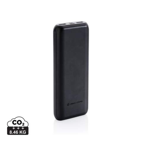 Charge your phone up to 5 times with this fast charging powerbank. Thanks to the ultra fast type C 18W PD port, the powerbank re-charges in record time. Charging your phone up to 50% takes only 30 minutes. Slow charging is something from the past. The powerbank contains a long lasting A-grade 20.000 mah battery to charge all your devices on your travels and adventures. The double USB A and type C port allow you to charge up to 3 devices at the same time.  Urban Vitamin items are made without PVC and packed in plastic reduced packaging. Type-C Input: 5V/3A, 9V/2A; Micro USB Input: 5V/2A, 9V/2A; Type-C Output: 5V/3A, 9V/2A, 12V/1.5A; USB Output: 5V/2.4A, 9V/2A, 12V/1.5A.<br /><br />PowerbankCapacity: 20000<br />PVC free: true