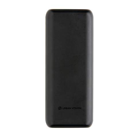 Charge your phone up to 5 times with this fast charging powerbank. Thanks to the ultra fast type C 18W PD port, the powerbank re-charges in record time. Charging your phone up to 50% takes only 30 minutes. Slow charging is something from the past. The powerbank contains a long lasting A-grade 20.000 mah battery to charge all your devices on your travels and adventures. The double USB A and type C port allow you to charge up to 3 devices at the same time.  Urban Vitamin items are made without PVC and packed in plastic reduced packaging. Type-C Input: 5V/3A, 9V/2A; Micro USB Input: 5V/2A, 9V/2A; Type-C Output: 5V/3A, 9V/2A, 12V/1.5A; USB Output: 5V/2.4A, 9V/2A, 12V/1.5A.<br /><br />PowerbankCapacity: 20000<br />PVC free: true