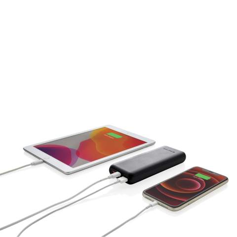 Charge your phone up to 5 times with this fast charging powerbank. Thanks to the ultra fast type C 18W PD port, the powerbank re-charges in record time. Charging your phone up to 50% takes only 30 minutes. Slow charging is something from the past. The powerbank contains a long lasting A-grade 20.000 mah battery to charge all your devices on your travels and adventures. The double USB A and type C port allow you to charge up to 3 devices at the same time.  Urban Vitamin items are made without PVC and packed in plastic reduced packaging. Type-C Input: 5V/3A, 9V/2A; Micro USB Input: 5V/2A, 9V/2A; Type-C Output: 5V/3A, 9V/2A, 12V/1.5A; USB Output: 5V/2.4A, 9V/2A, 12V/1.5A.<br /><br />PowerbankCapacity: 20000<br />PVC free: true