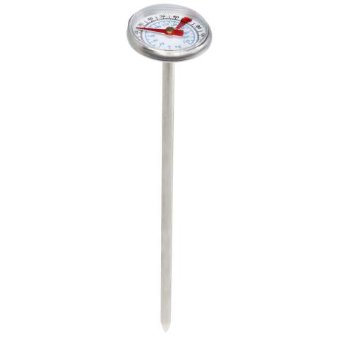 BBQ-Thermometer mit Messbereichen in ℃ und ℉. Durch mechanische Induktion kann die Temperatur direkt und genau in der Ölpfanne, beim Frittieren oder zur Kontrolle beim Grillen gemessen werden. Das robuste Gehäuse aus Edelstahl ist stabil und korrosionsbeständig. Einfach zu bedienen und leicht zu reinigen.