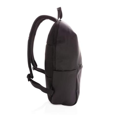 Dieser klassisch moderne und gefütterte Rucksack aus glattem PU verfügt über ein 15,6-Zoll-Laptopfach, ein geräumiges Hauptfach sowie 2 Innentaschen und 2 Stiftschlaufen. Mit Mesh gepolsterter Rücken und verstellbare Träger. Außen 100% VE. Innen aus 100% 210D Polyester. PVC-frei.<br /><br />FitsLaptopTabletSizeInches: 15.6<br />PVC free: true