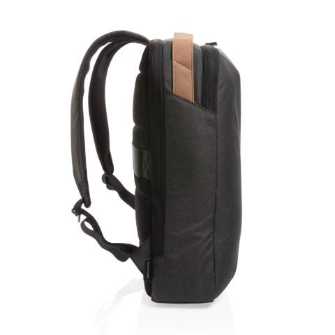 Mit diesem eleganten Rucksack im minimalistischen Design sehen Sie im Büro und unterwegs immer gut aus. Genießen Sie bequemes Reisen mit diesem Rucksack, der mit gepolsterten Schultergurten und gepolstertem Rückenteil ausgestattet ist. Das Hauptfach verfügt über ein 15,6"-Laptopfach und zwei offene Netztaschen. Oben auf befindet sich ein PU-Griff. Das Außenmaterial und das Futter bestehen aus recyceltem Polyester. Mit AWARE™ Tracer, der die Verwendung tatsächlich recycelter Materialien bestätigt. Zudem werden 2% des Erlöses jedes verkauften Impact-Produkts mit AWARE™ Tracer an Water.org gespendet. PVC frei<br /><br />FitsLaptopTabletSizeInches: 15.6<br />PVC free: true