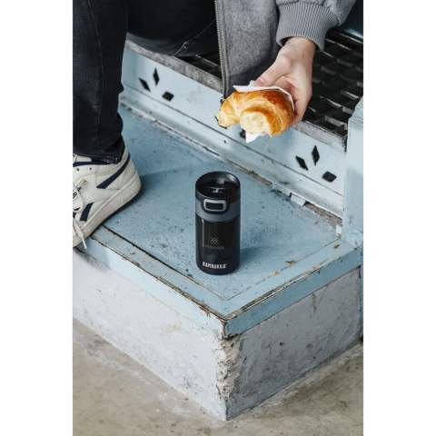 The ideal thermo bottle for when you’re on the go made by Kambukka® • excellent quality • beautiful design • handy and small size • vacuum insulated 18/8 stainless steel • BPA-free • keeps drinks hot for up to 5 hours and cold for up to 11 hours • 3-in-1 lid with 2 drinking positions: push to take a quick sip, or open it completely to drink just as comfortably as from a mug, without spilling • easy to clean thanks to Snapclean®: just pinch and pull to remove the inner, dishwasher-safe mechanism • universal lid: also fits on other Kambukka® drinking bottles • the lid is heat-resistant and dishwasher-safe • non-slip base • 100% leakproof • capacity 300 ml.  STOCK AVAILABILITY: Up to 1000 pcs accessible within 10 working days plus standard lead-time. Subject to availability.