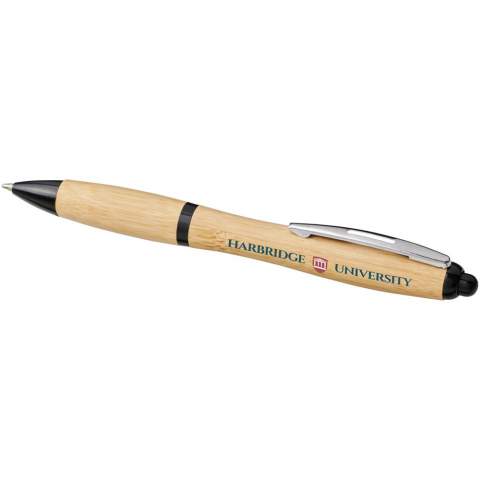 Ballpoint pen with click action mechanism, with a barrel made of bamboo, accented by a chrome clip and ABS plastic trims. Bamboo material colour may vary.