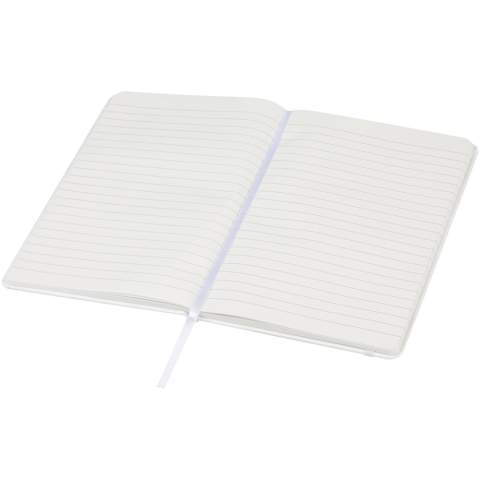 A5 size tear resistant notebook with inner pages made from stone. Stone paper is 100% tree free and the production process uses less energy compared to recycled or new pulp paper. It's water resistant so liquids spilled can easily be wiped off. Features a colour matching ribbon marker and elastic band and 60 sheets 120 g/m² lined stone paper. Packed in a cardboard sleeve.