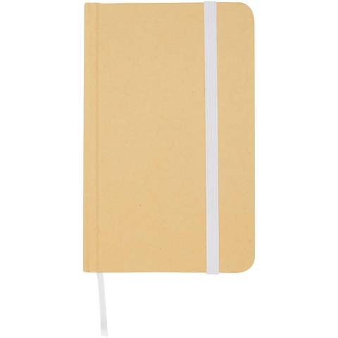 The Reed A6 recycled cardboard hard cover notebook with rounded corners is not only an office essential but also a great opportunity to promote your brand. The notebook has 96 blank sheets of 70 g/m2 paper and a soft-feel cover. Comes with an elastic closure and a ribbon marker.