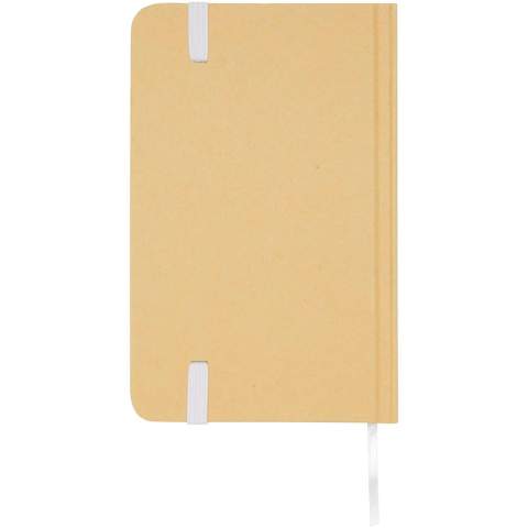 The Reed A6 recycled cardboard hard cover notebook with rounded corners is not only an office essential but also a great opportunity to promote your brand. The notebook has 96 blank sheets of 70 g/m2 paper and a soft-feel cover. Comes with an elastic closure and a ribbon marker.