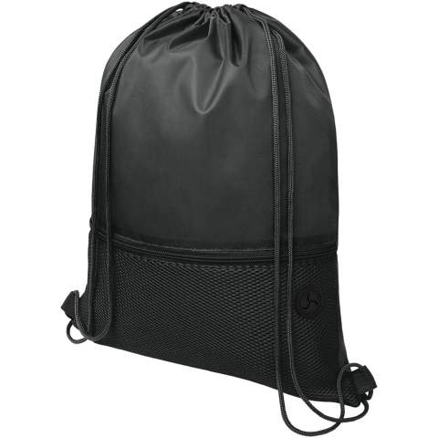 Sac à dos avec cordon comprenant un compartiment principal avec fermeture à cordon de couleur assortie. Dispose d’une poche zippée avant en maille filet et d’une ouverture pour passer vos écouteurs. Capacité de charge maximale de 5 kg. 