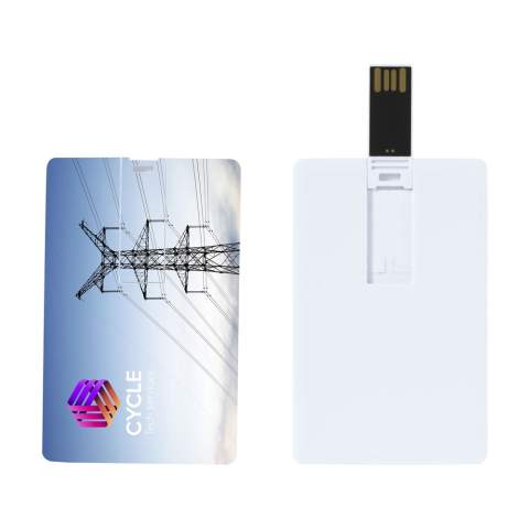 Livrable direct de notre stock ! Clé USB (2.0) en matière synthétique. Grâce au format carte de crédit facile à ranger dans un portefeuille. Parfait pour garder et transporter en toute sécurité vos données. Prêt à l'emploi grâce au système Plug&Play. Utilisable sous Windows, Mac et Linux. Par pièce dans une boîte en carton standard. Autres possibilités : données pré-enregistrées supprimables.