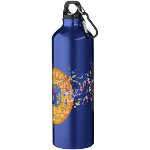 Rester hydraté à tout moment est possible avec cette bouteille d'eau de 770 ml en aluminium durable et légère. C'est le compagnon idéal pour l'exercice, les excursions d'une journée ou au bureau. La bouteille Oregon à paroi simple a un effet de finition mate et offre beaucoup d'espace pour ajouter tout type de logo. Attachez solidement le mousqueton (ne convient pas pour l'escalade) à un sac pour éviter de le perdre. Sans BPA, testé et approuvé par la législation allemande sur la sécurité alimentaire (LFGB), et testé pour la teneur en phtalates conformément à la réglementation REACH.