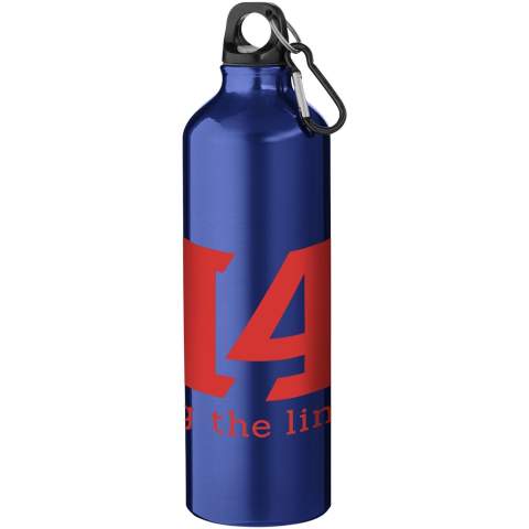 Rester hydraté à tout moment est possible avec cette bouteille d'eau de 770 ml en aluminium durable et légère. C'est le compagnon idéal pour l'exercice, les excursions d'une journée ou au bureau. La bouteille Oregon à paroi simple a un effet de finition mate et offre beaucoup d'espace pour ajouter tout type de logo. Attachez solidement le mousqueton (ne convient pas pour l'escalade) à un sac pour éviter de le perdre. Sans BPA, testé et approuvé par la législation allemande sur la sécurité alimentaire (LFGB), et testé pour la teneur en phtalates conformément à la réglementation REACH.