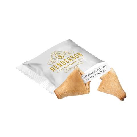 Fortune cookie in white foil with 1 colour print