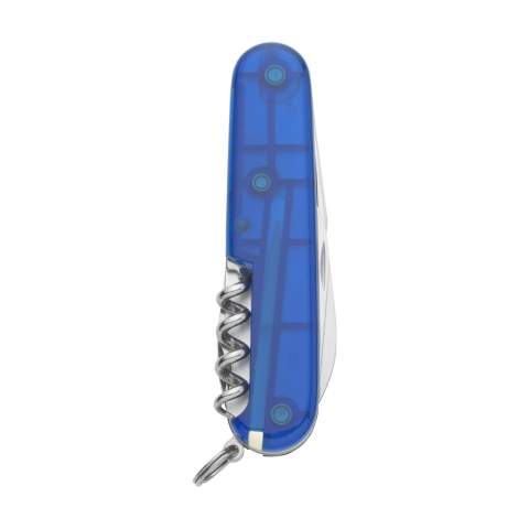 Couteau Suisse original de la marque Victorinox ligne Officiers avec poignée ABS, plaques intermédiaires en aluminium dur anodisé et des outils en acier recyclé à 100%. 9 pièces avec 12 fonctions : grand couteau, petit couteau, tire-bouchon, ouvre-boîte avec petit tournevis,  décapsuleur avec grand tournevis, pince à dénuder, alésoir avec poinçon et œillet, anneau, pince à épiler et cure-dents. Comprend un mode d'emploi et une garantie à vie contre les défauts de matériaux et de fabrication. Victorinox est le symbole mondial de qualité, fiabilité, fonctionnalité et perfection. Attention, la législation en vigueur s'applique concernant la possession et / ou le transport de couteaux ou d'outils multifonctions en public. Par pièce dans une boîte.