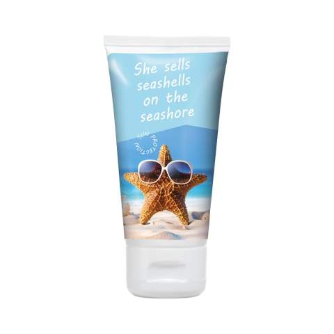 50 ml sunscreen SPF30, water-resistant, with panthenol and vitamin E. Dermatologically tested, produced in Germany according to the European Cosmetics Regulation 1223/2009/EC.