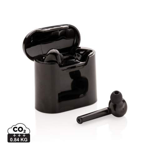 Ultimate freedom with these true wireless earbuds in charging case. The earbuds have a 35 mAh battery and can be re-charged in the 400 mAh charging case within 1 hour. Easy to pair with your mobile device to listen to your favorite music. Play time on medium volume about 2 hours. With BT 5.0 for optimal connection. Operating distance up to 10 metres. with mic. Including 3 size eartips. ABS material.<br /><br />HasBluetooth: True