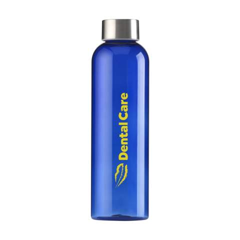 Transparent, BPA-free water bottle made from PCTG SK plastic. With stainless steel screw top. The sleek design catches the eye immediately and is extremely comfortable. Leakproof. Capacity 650 ml.