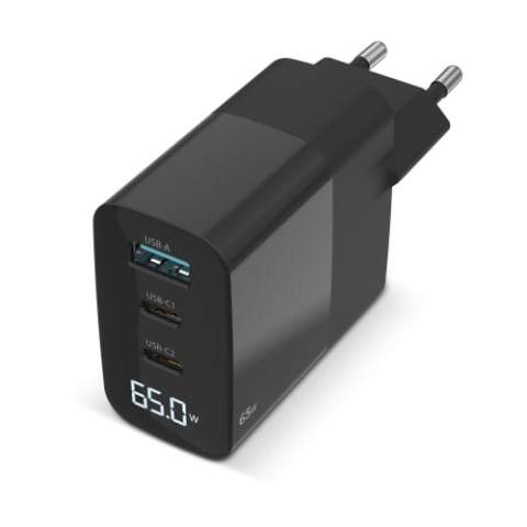 The 65W GaN Power Delivery Wall Charger with LED display is small, fast and powerful. Use the Wall Charger to quickly charge your devices such as your notebook, smartphone, tablet and accessories and check out the real-time Wattage on the built-in LED display.