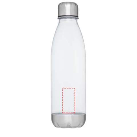 Single-walled water bottle in durable material with screw-on lid. Shatter, stain, and odour resistant. Features a stainless steel lid and bottom. BPA free. Volume capacity is 685 ml.